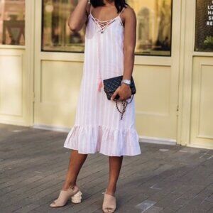 SugarLips Lined Lightweight Pink & White Striped Sundress Size XS